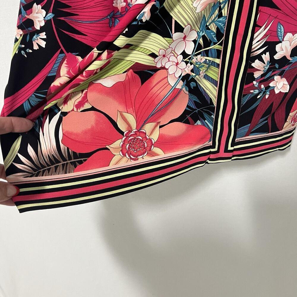 CACHE Sheath Dress Size 10 Tropical Floral Oriental Stretch Coquette VTG - Picture 5 of 12